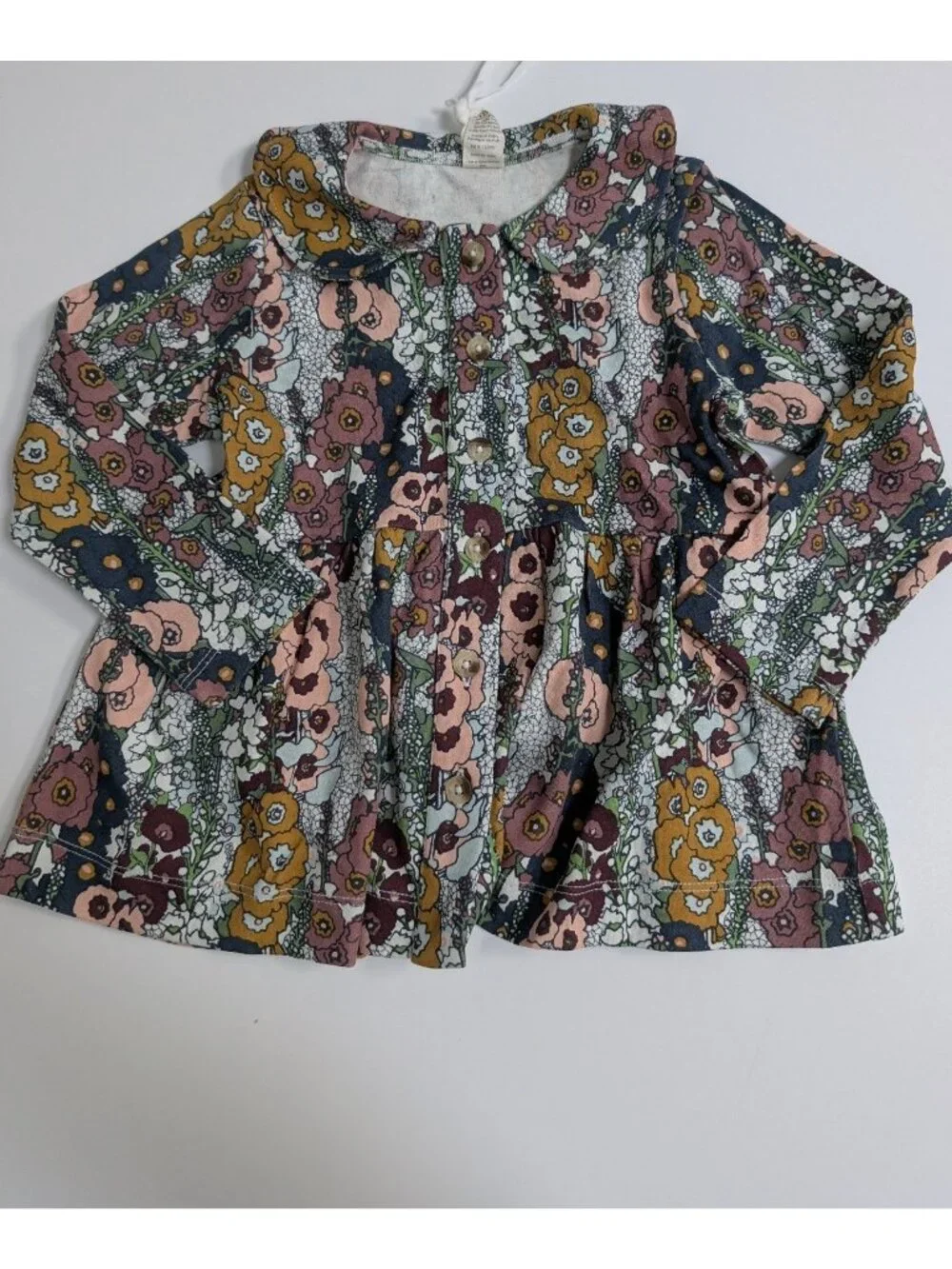 Kate Quinn Organic Cotton 3T Hollyhock Peter Pan Top & Velour Flare Pants Set